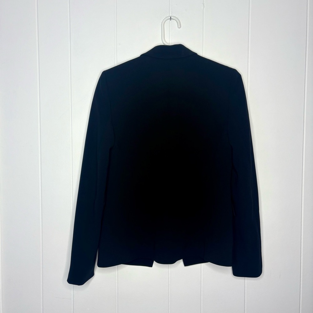 Theory Angled Blazer Admiral Crepe Black Single Breasted Size 0 Career Classic - Picture 5 of 9